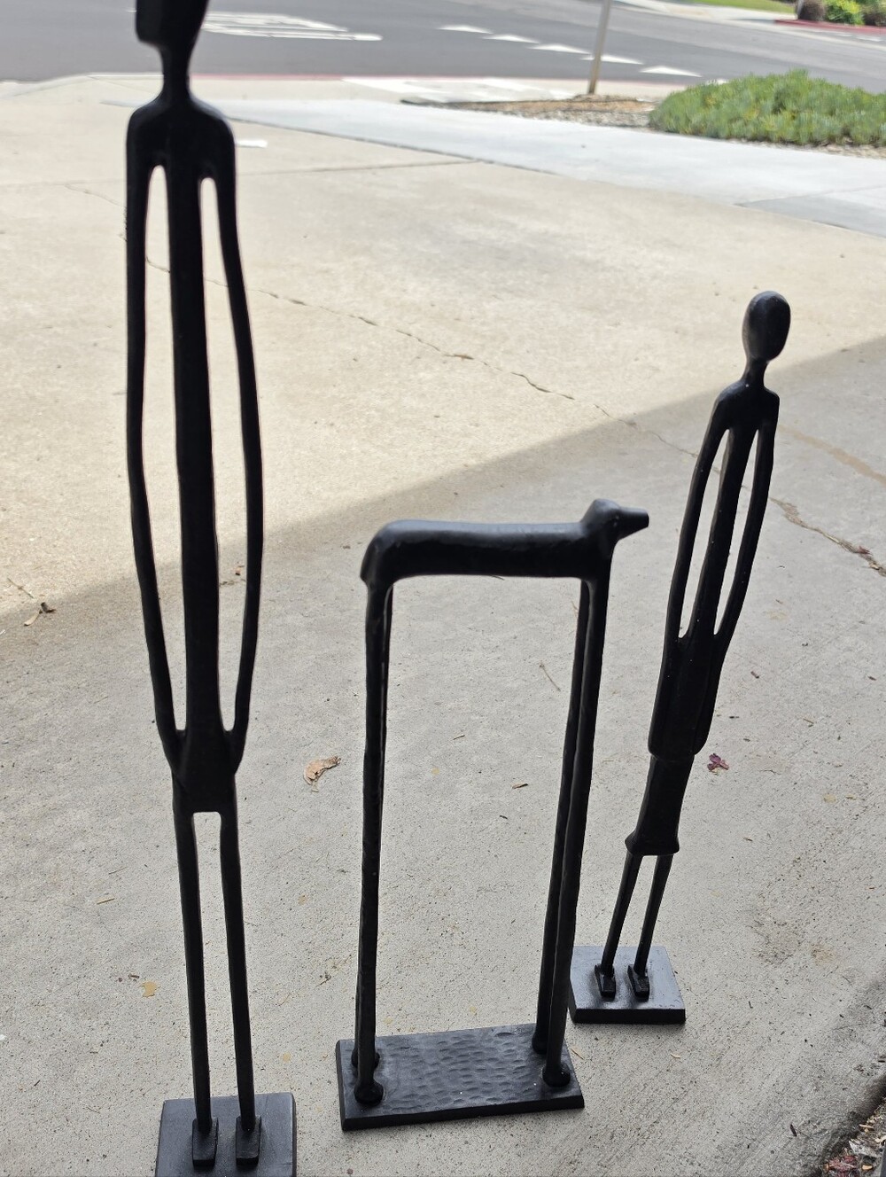 Pottery Barn Sculpture 3 PIECE Abstract Cast Shadow Heavy Metal Decor Modernist